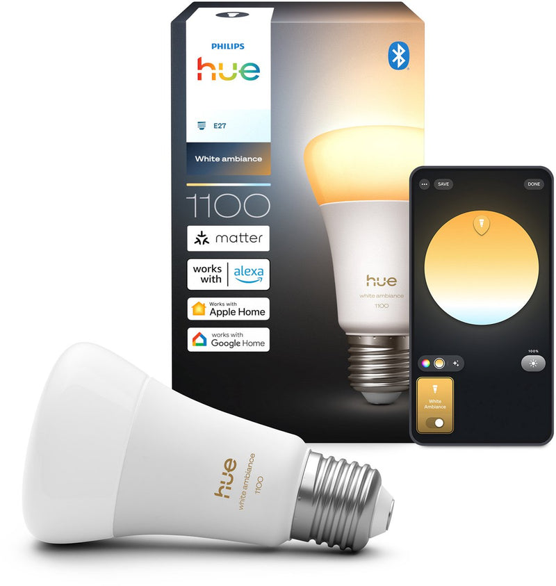 Lampada Philips Hue smart LED A60, luce bianca da calda a fredda, attacco E27