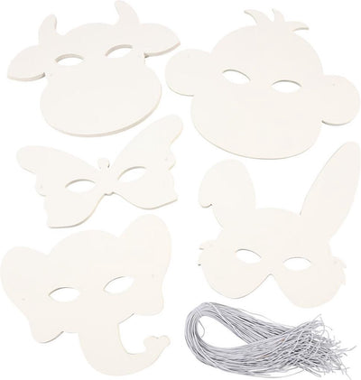 Creativ company animal masks, h: 13-24 cm, w: 20-28 cm, 230 g, white, 100 pieces 1 box
