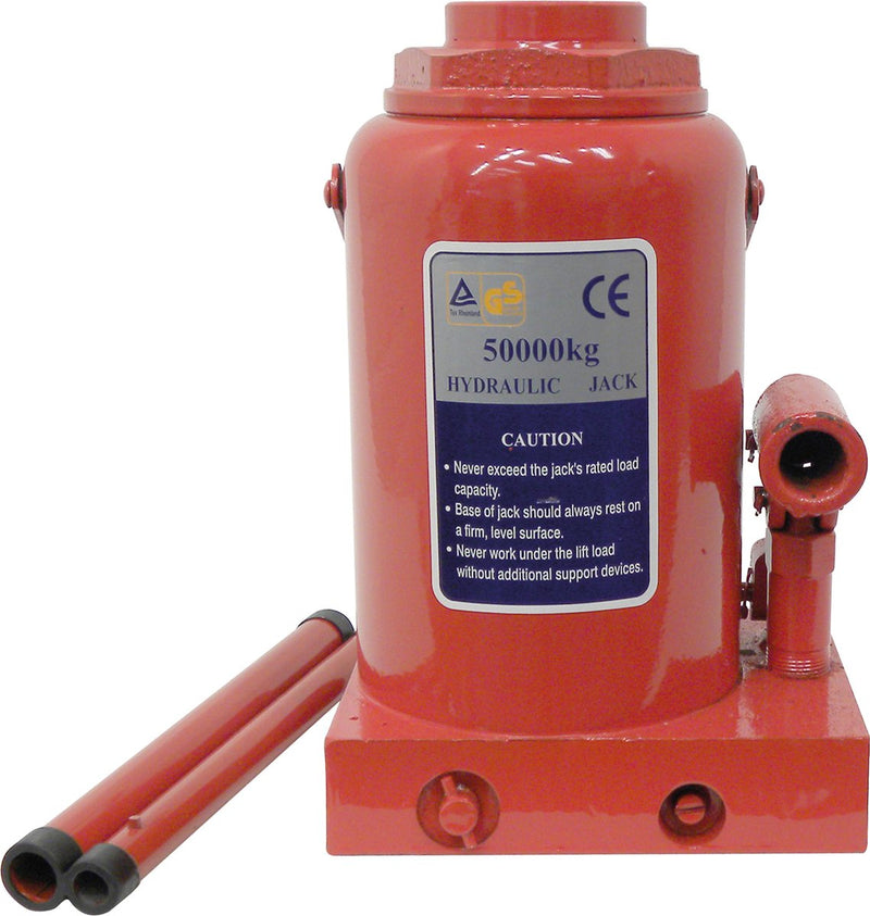 Cric idraulico a bottiglia Carpoint 50 tonnellate - 285-465 mm - valvola limitatrice di pressione - carichi pesanti - per uso professionale auto, roulotte