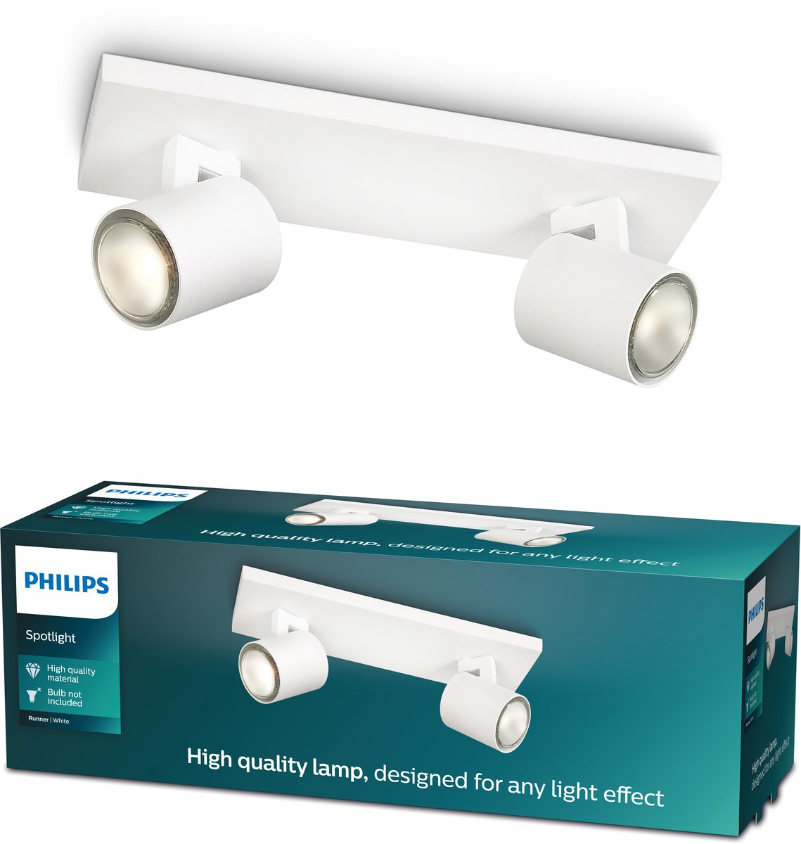 Philips Faretto da superficie LED Philips Runner - 2 luci - bianco
