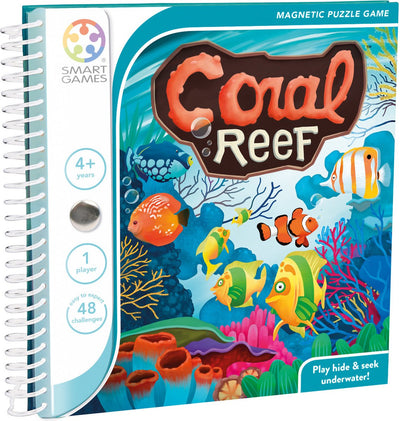 Smartgames Barriera corallina - gioco di pensiero logico magnetico - 48 sfide educative subacquee - gioco di viaggio compatto da solista - da 4 anni