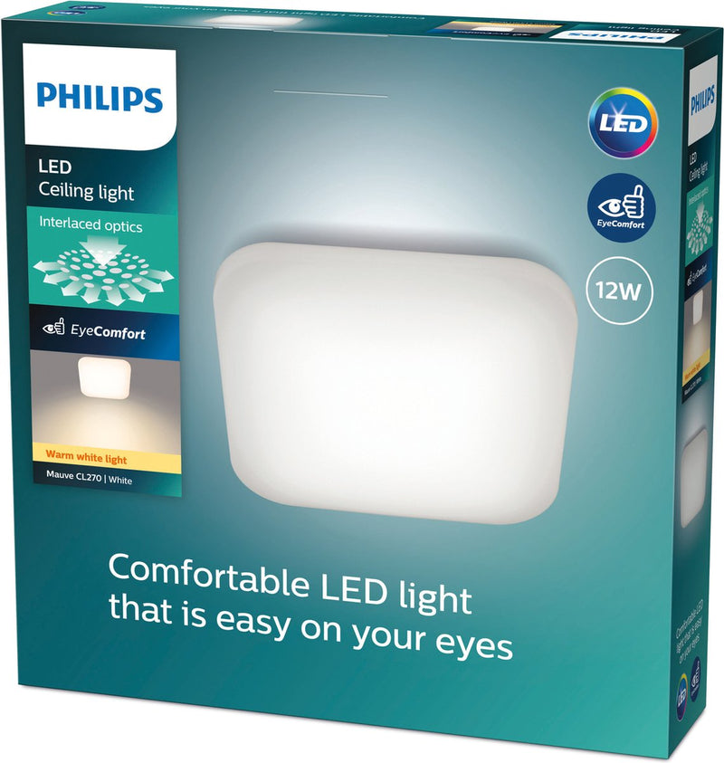 Philips Plafón LED Philips malva blanco 2700k 12w