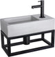 Set fontana Differnz ravo - 38,5x18,5x25cm - rettangolo - 1 foro per rubinetto - rubinetto dritto nero opaco - con cornice nera - grigio cemento chiaro