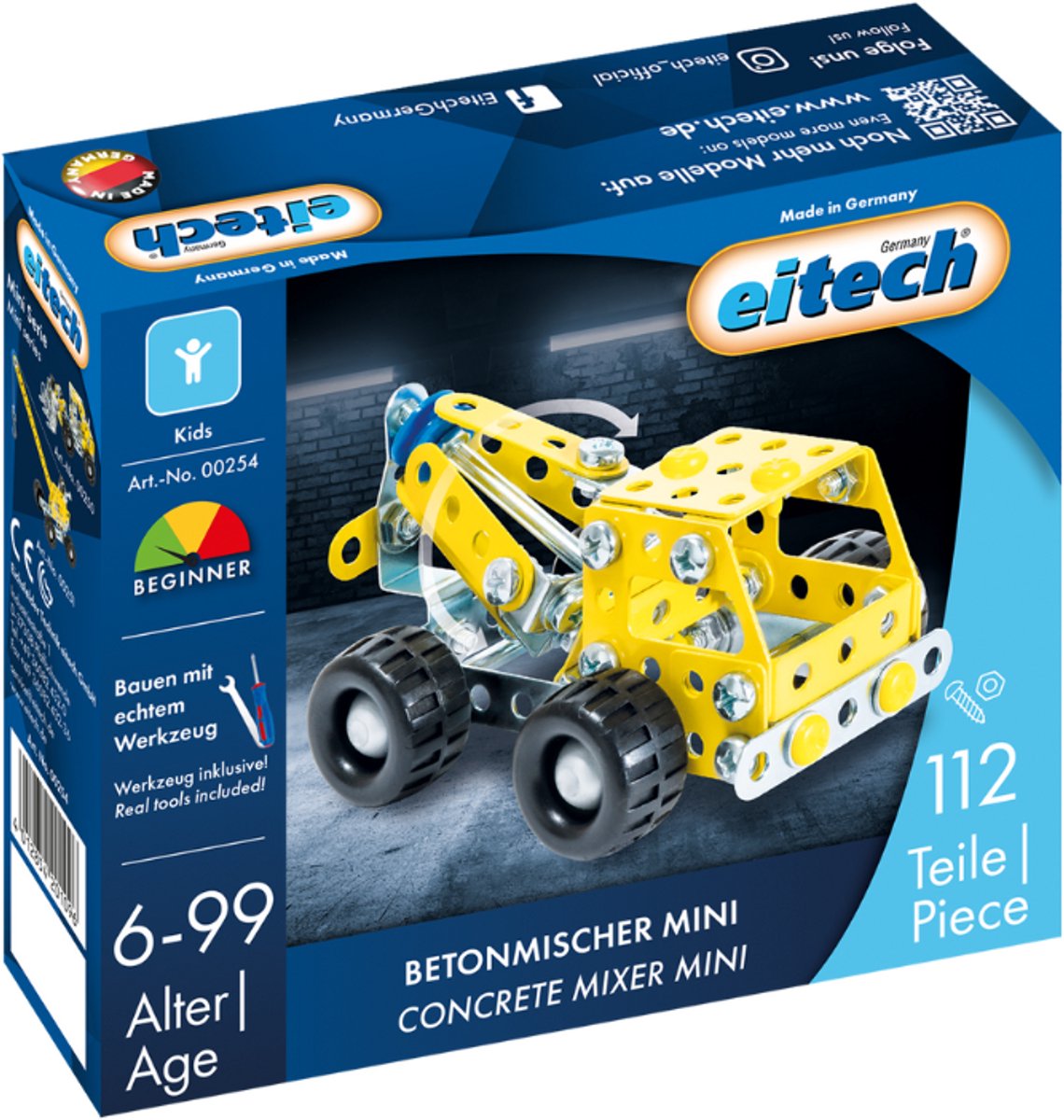 Caja de construcción Eitech ® – Juego de construcción mini hormigonera – 112 piezas – Kit de construcción de metal con herramientas – Juguetes de construcción – A partir de 6 años