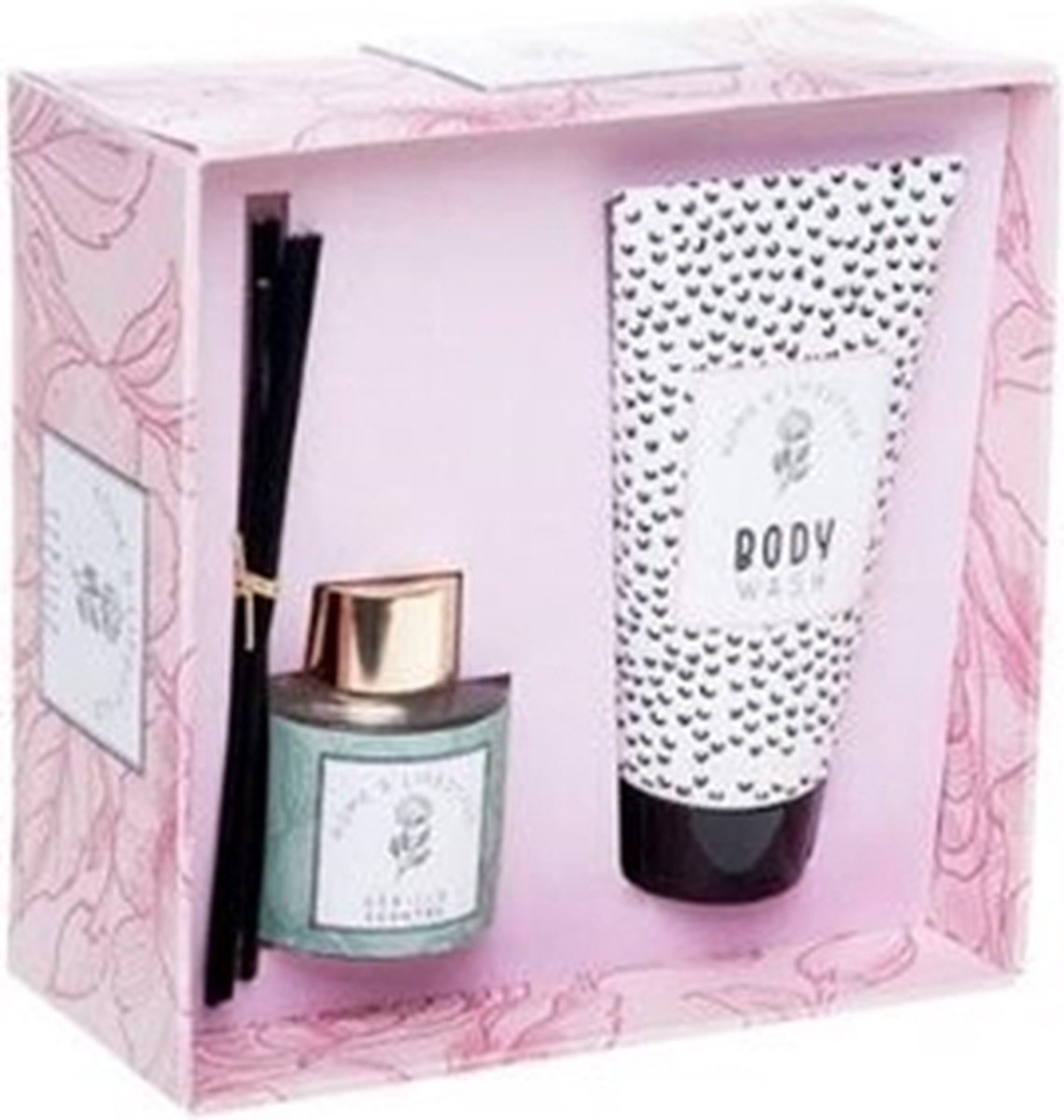 Source balance geschenkset vanille geurstokjes 120 ml + bodywash 50 ml 1 set