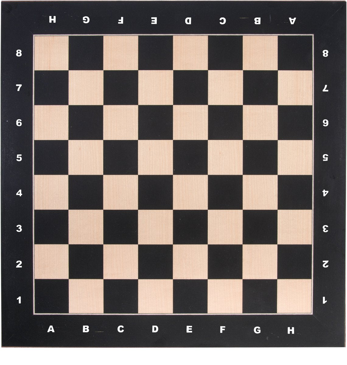 Tablero de ajedrez Engelhart – arce con incrustaciones 40x40 cm – con coordenadas (letras y números) – tablero de madera para juego de ajedrez –