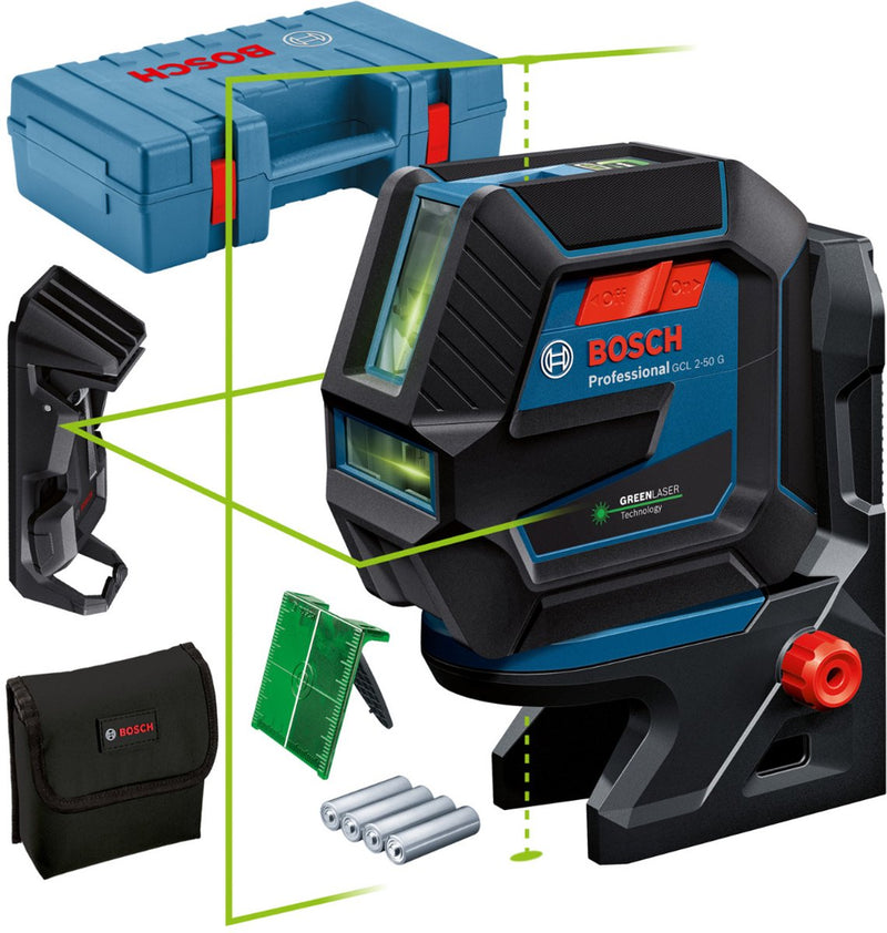 Bosch professional gcl 2-50 g cross line laser verde in valigetta - 0601066m02