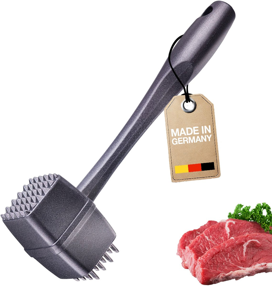 Westmark Steakmaster Black Edition - mazo para carne de doble cara para bistec, barbacoa - mazo para carne pesado - antracita