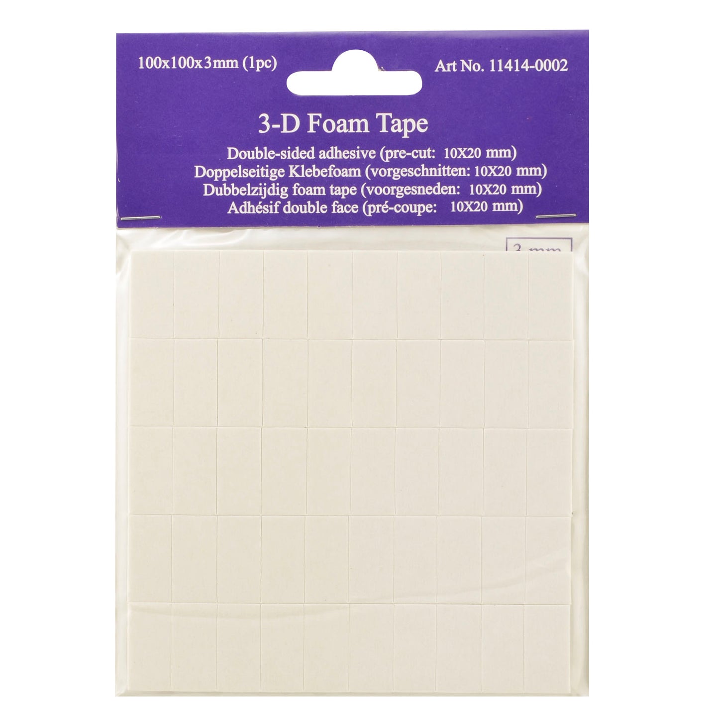 Vaessen creative • Cinta de espuma 3D 3mm (10x20mm) 50 piezas