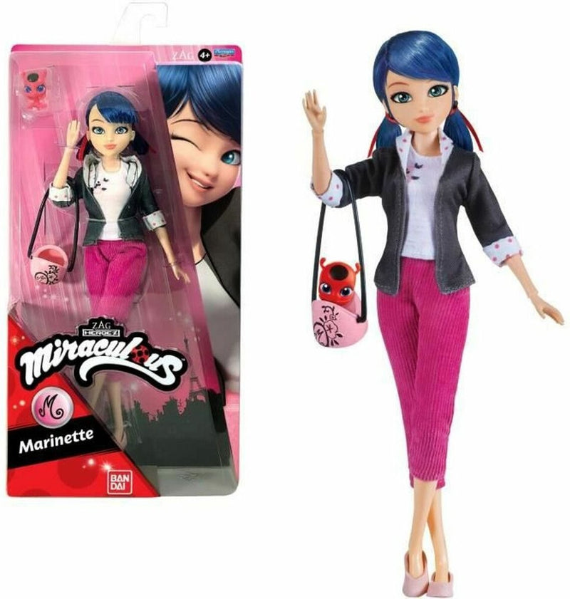 Bandai - miraculous ladybug - muñeca fashion 26 cm - marinette - milagrosa con licencia oficial - muñeca articulada marinette - juguetes para niños a partir de 4 años - p50005