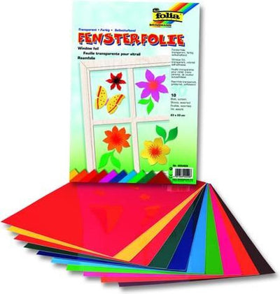 Película para ventanas Folia 23x33cm 10 hojas - colores surtidos