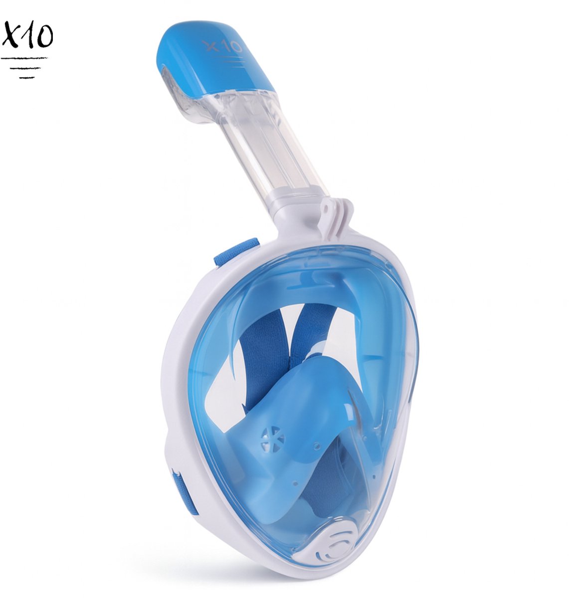 X10 snorkelmasker - duikbril - snorkel - snorkelset - full face masker - volwassenen - blauw - l xl