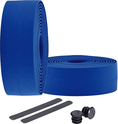 Bbb cycling handlebar tape racing bike - self-adhesive handlebar tape with stretch material - anti-slip - length: 200cm - thickness: 2mm - including handlebar caps - blue - racing ribbon bht-01