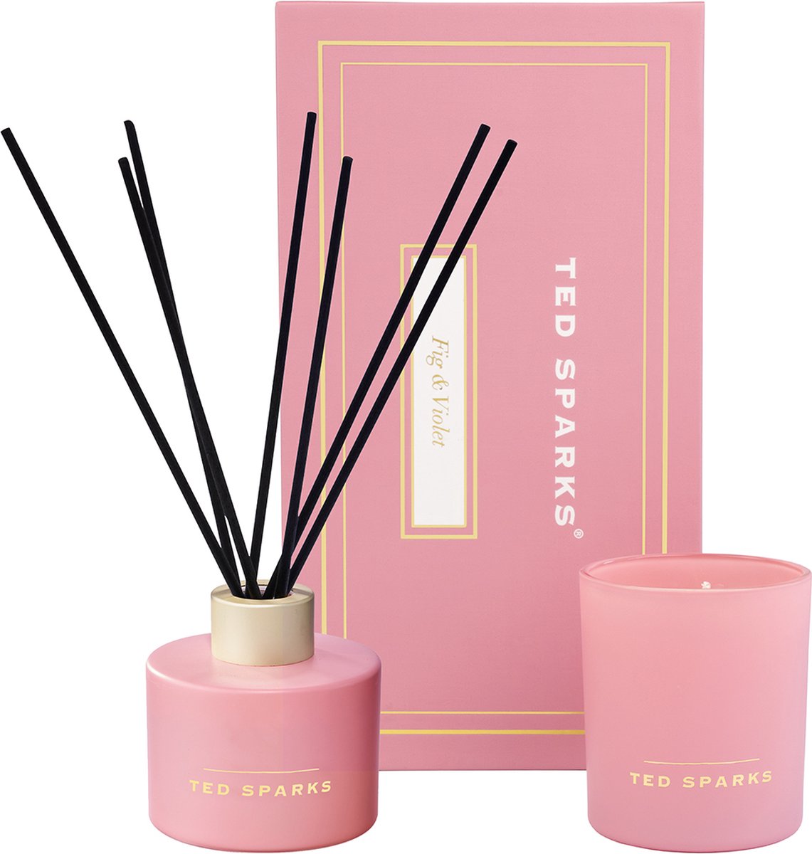 Ted Sparks - set regalo - candela profumata con diffusore a bastoncini - viola di fico