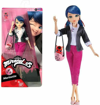Bandai - miraculous ladybug - bambola fashion 26 cm - marinette - licenza ufficiale miraculous - bambola articolata marinette - giocattoli per bambini dai 4 anni in su - p50005