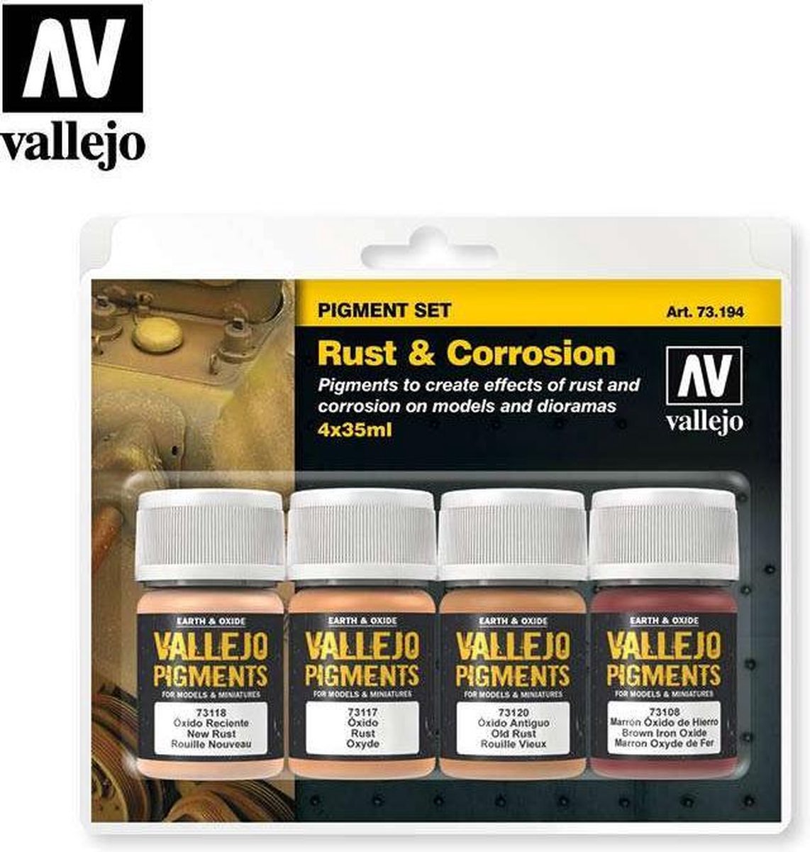 Vallejo val73194 - set di pigmenti antiruggine - 4 colori