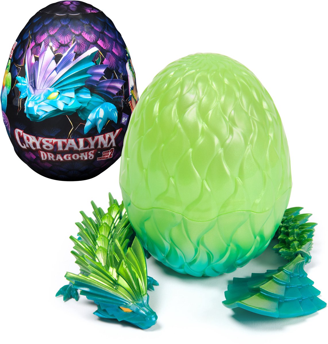 Draghi Crystalynx, figura di drago snodabile da 32 cm con uovo a sorpresa, giocattolo fidget per l'ufficio domestico e decorazione della scrivania (gli stili possono variare)