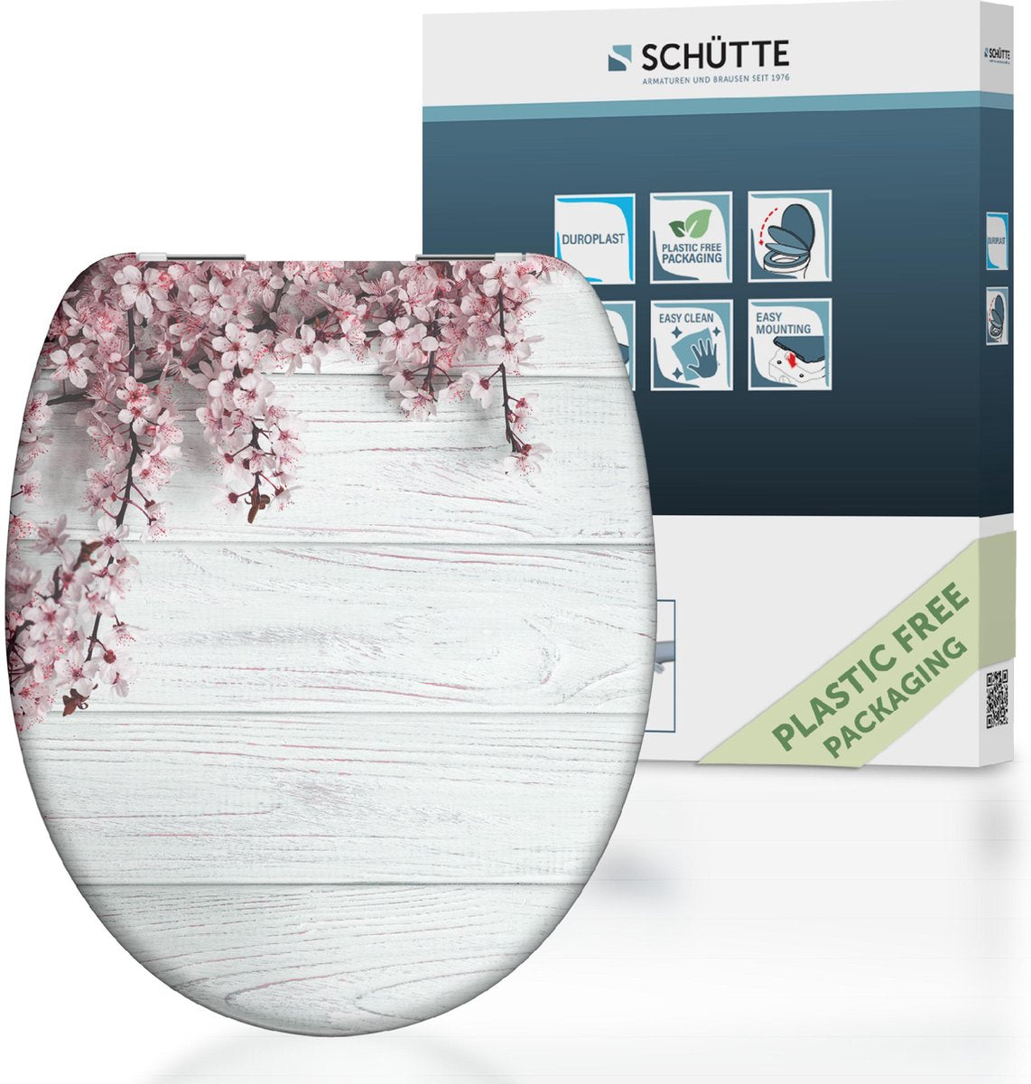 Asiento de inodoro Schütte Schütte con flores de color cerrado de madera