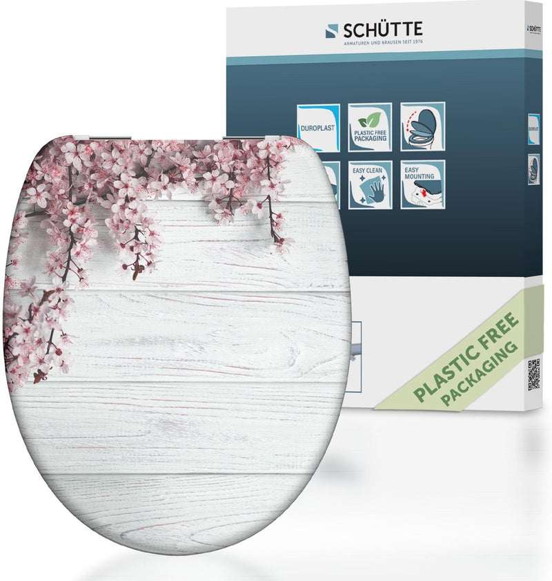 Asiento de inodoro Schütte Schütte con flores de color cerrado de madera