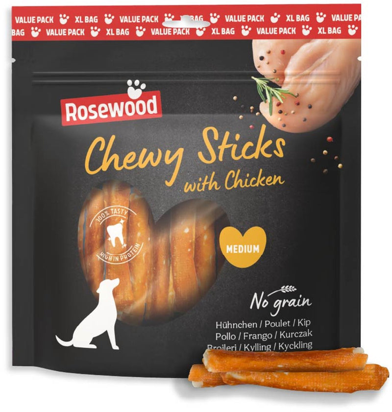 Palitos masticables de palisandro para perros snack pollo mediano - palitos masticables de cuero crudo - paquete económico 500 g - sin cereales - sin aditivos artificiales