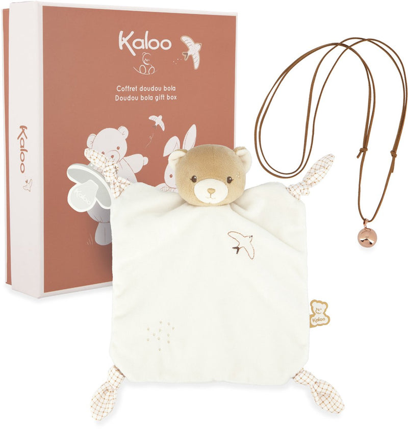 Kaloo home - set regalo per bebè - panno coccole e collana - colore crema
