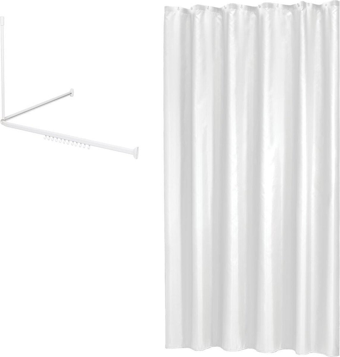 Sealskin easy roll - douchegordijnstangset 90x90x90 cm met douchegordijn - 180x200 cm - wit