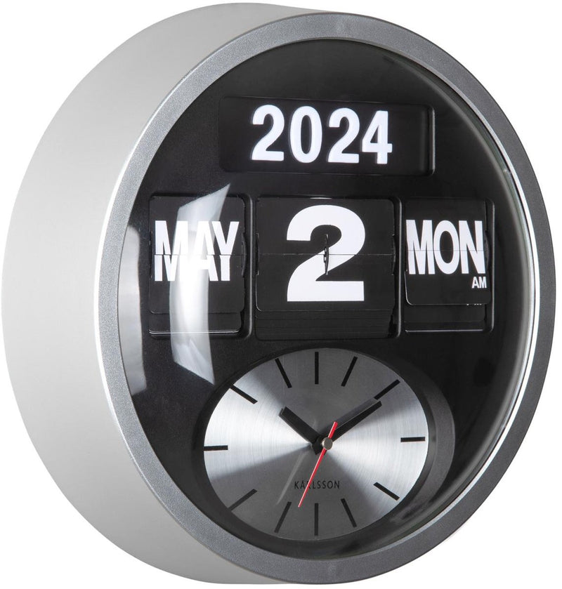 Reloj de pared Karlsson redondo con tapa - plateado - 11x32,6x32,6cm - reloj de pared escandinavo