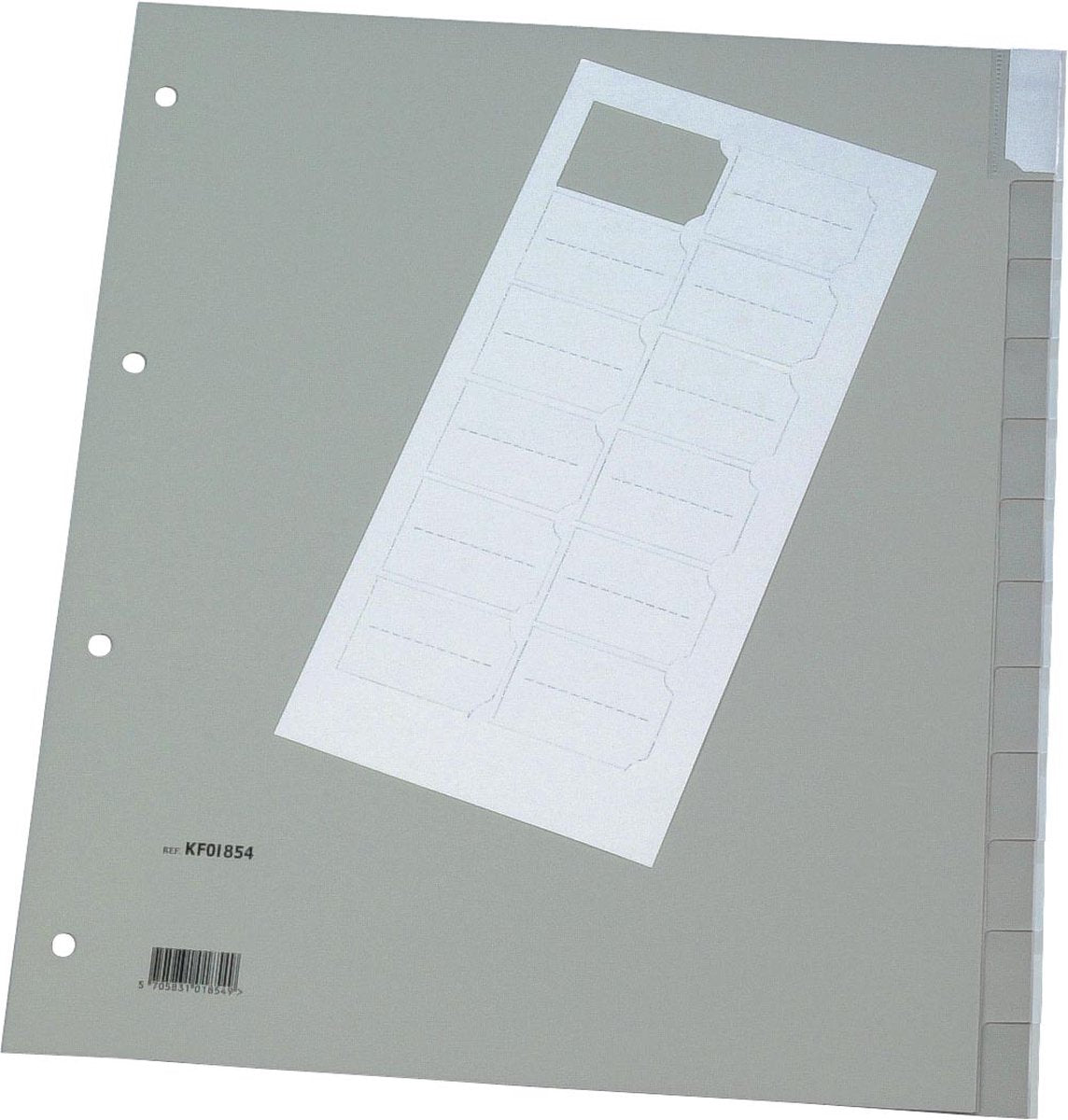 Q-connect neutral tabs, a4, pp, 12 tabs, gray