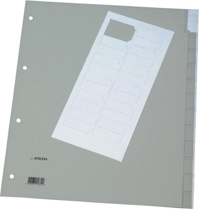 Rubriche neutre Q-connect, a4, pp, 12 separatori, grigio
