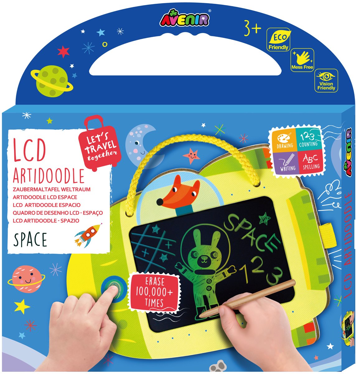 Avenir lcd artidoodle - ruimte - tekenbord - 21x16cm - 3 jaar