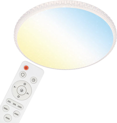 Briloner style - ceiling lamp - ceiling lamp with star decor and transparent crystals - ceiling lamp dimmable - incl. remote control - incl. night lighting - timer memory function - white - ø 59.5cm - LED - 48w 4,000lm