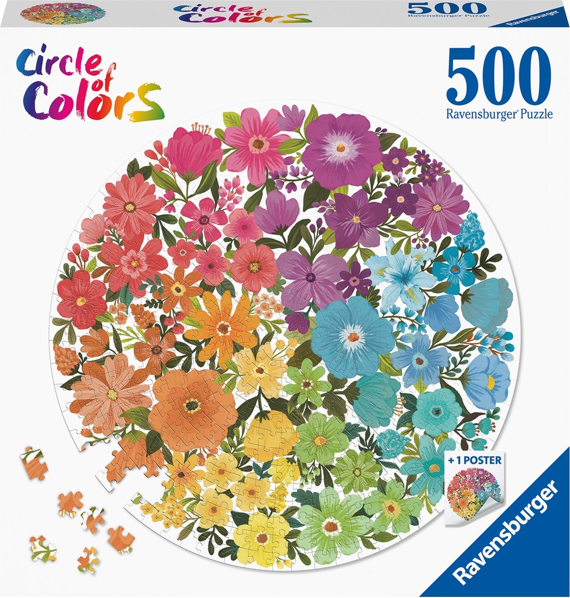 Ravensburger round puzzle circle of colors flowers - legpuzzel - 500 stukjes