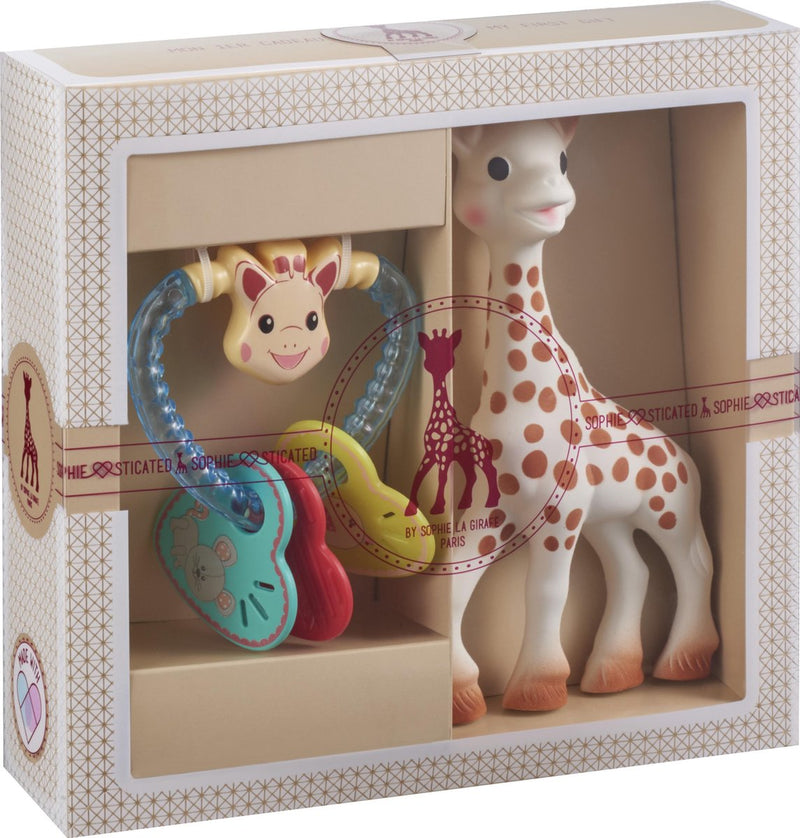 Sophie la jirafa sofisticado set de regalo - juguetes para bebés - anillo de dentición en forma de corazón - regalo de maternidad - regalo de baby shower - 4 piezas