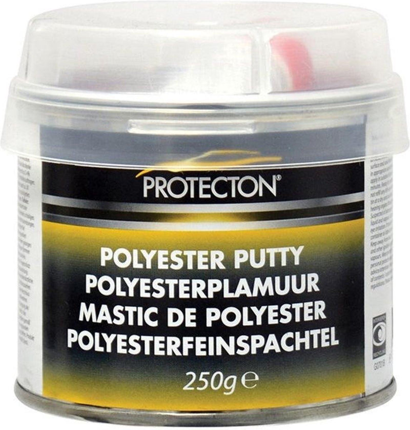 Masilla de poliéster Protecton - para nivelar irregularidades - aplicable a acero, aluminio, madera, hormigón poliéster - elástica y muy fácil de lijar - incl. tubo de endurecedor - 250gr
