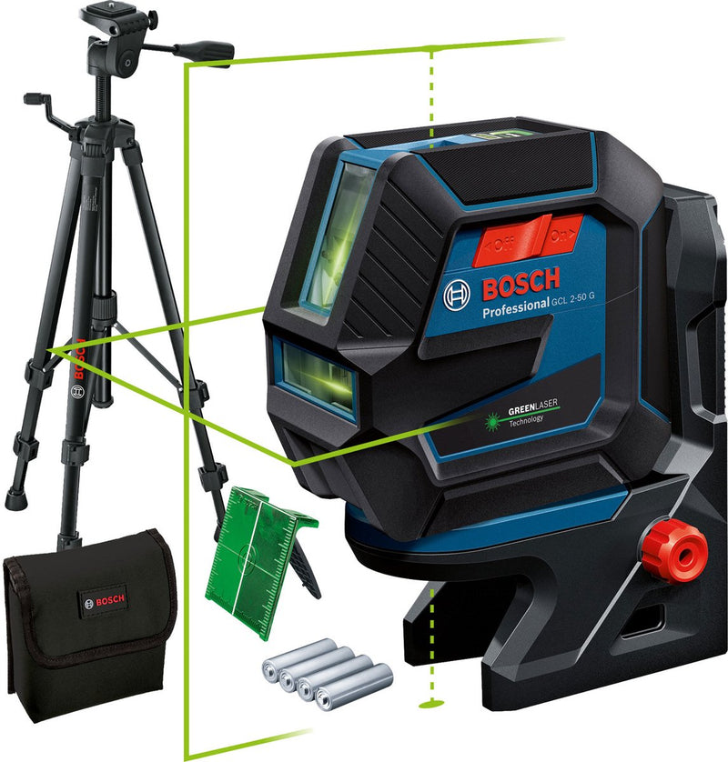 Láser combinado profesional Bosch blue gcl 2-50 g | incluido trípode de construcción bt 150 - 0601066m01