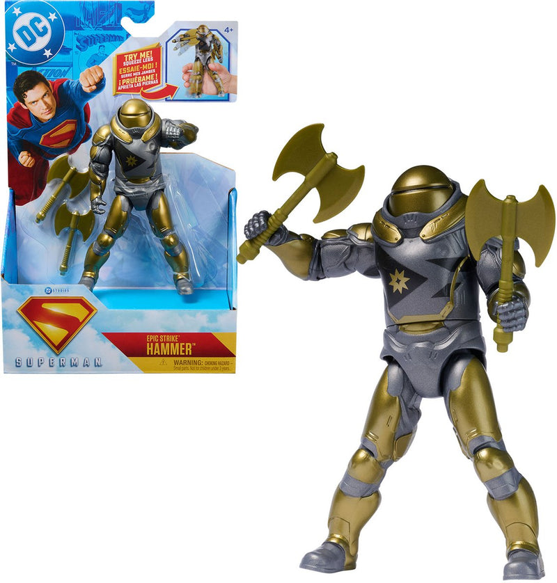 DC Comics, Superman, Linterna Verde, Figura de acción Epic Strike, 15 cm de alto, estilo película auténtica, incluye 2 accesorios, juguetes