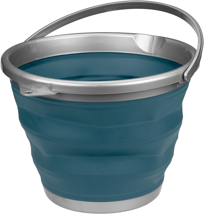 Cubo plegable Abbey Camp - 10 litros - gris azulado - con asa - plegable de forma compacta