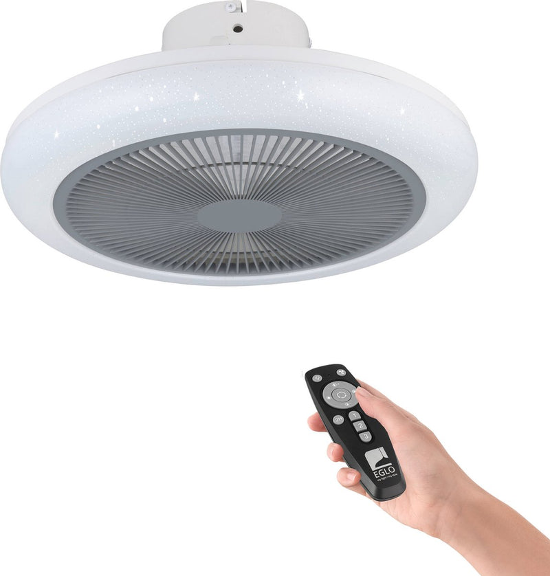 Ventilatore da soffitto con lampada Eglo Kosrena - ø 45,5 cm - 3 velocità - luce bianca regolabile - dimmerabile - ac maggiore durata - bianco grigio - stelle - scintillante