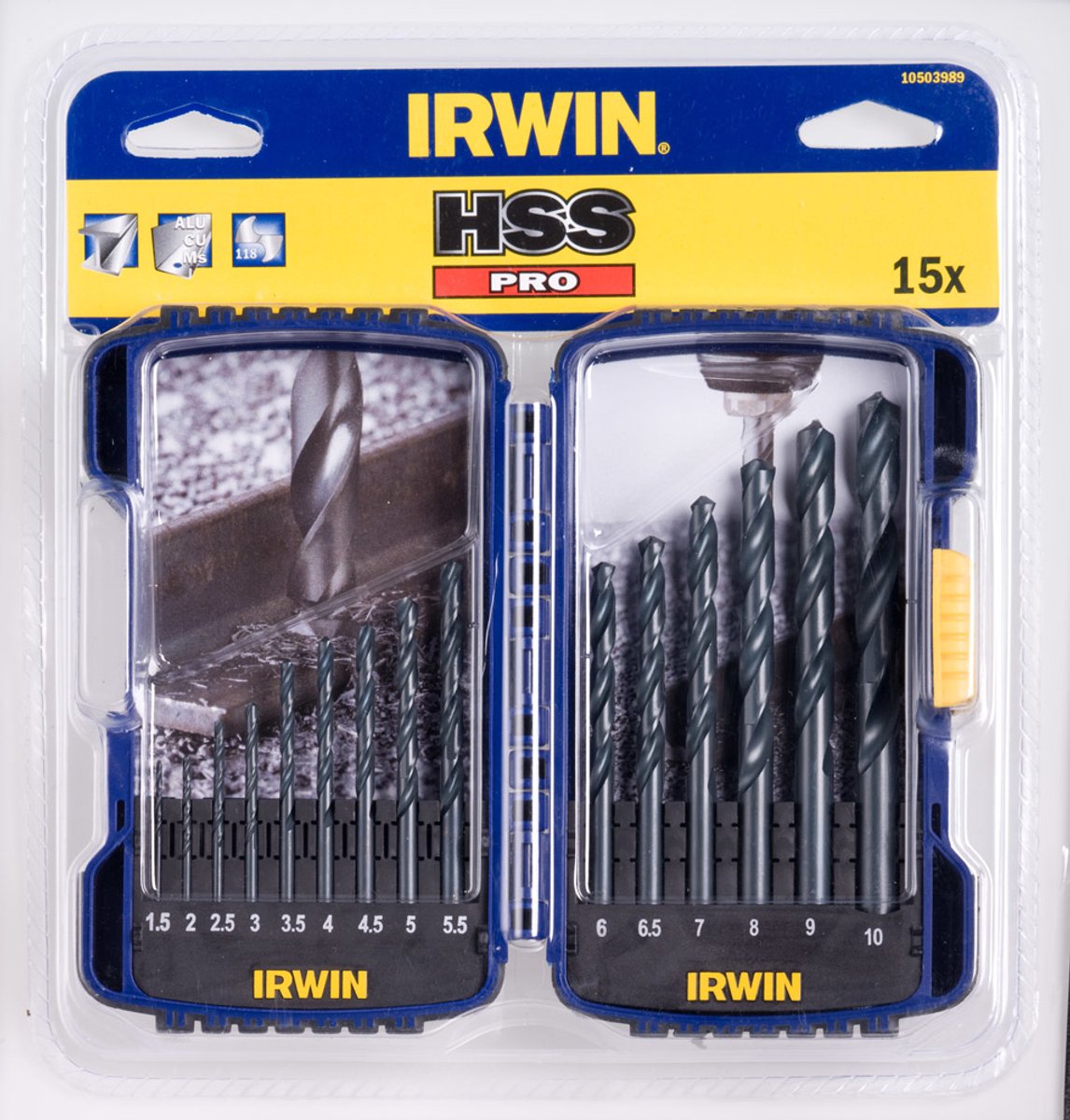 Irwin hss pro serie - boorset voor metaal - 1,0-13,0 mm - voldoet aan din 338 norm - snelle boorsnelheid