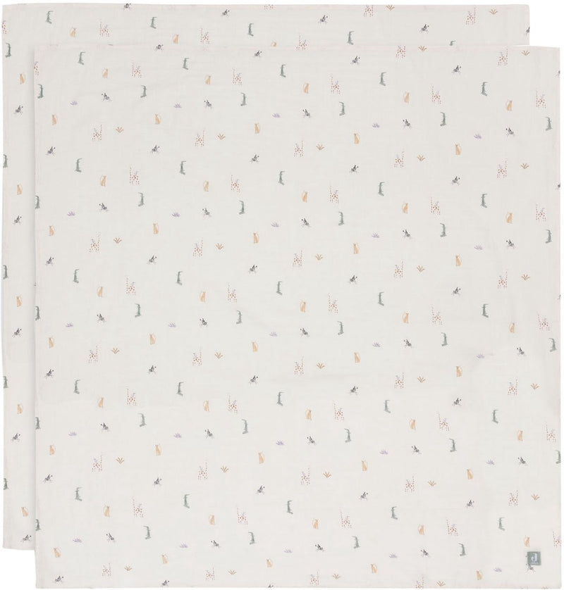Jollein - paño hidrófilo grande 115x115cm - paño envolvente - algodón suave - 2 piezas - Jungle Jambo
