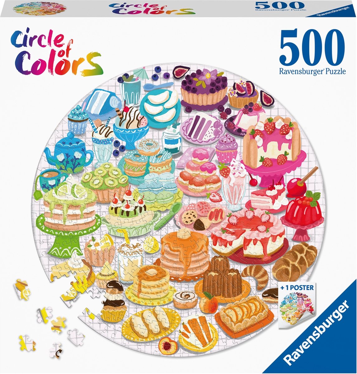 Ravensburger jigsaw puzzle around Circle of Colors Desserts Pastries, 500st.