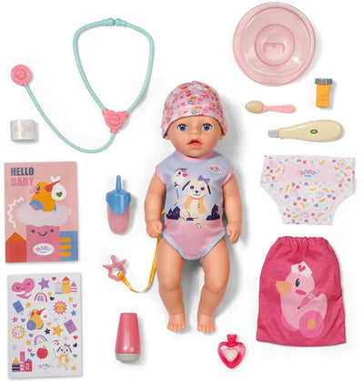 Baby nata lena little cares 36 cm bambola rosa per bambini