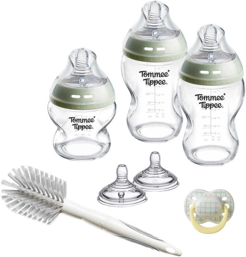 Set iniziale per biberon e tettarelle in vetro Tommee Tippee Natural Start - Biberon da 150 ml e 250 ml per neonati - 0 mesi+