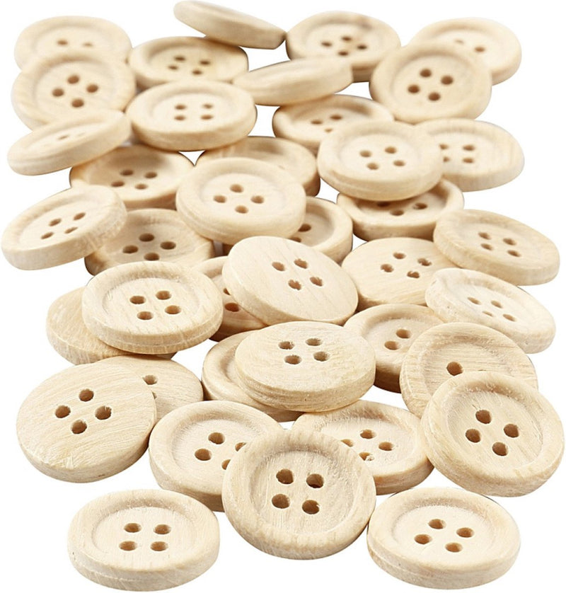 Bottoni in legno Creativ company, d 18 mm, 4 fori, 40 pezzi 1 scatola