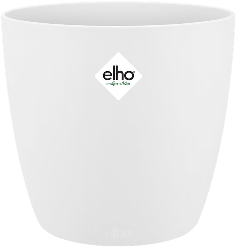 Elho brussels round 16 - macetero de interior - 100% plástico reciclado - ø 16,0 x h 14,7 cm - blanco