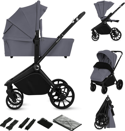 Lionelo mika plus - kinderwagen 2in1 - xxl set - veelzijdig en jaarrond - grote wielen - tot 22kg - bediening met een hand - voor alle soorten terrein - accessoireset