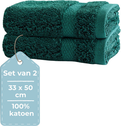 Silenzio. living hush living asciugamano per gli ospiti - set da 2 - 33×50 cm - 100% cotone - qualità pesante 500 g m2 - bordo elegante e occhiello per appenderlo - verde scuro