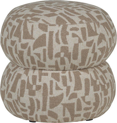 Pouf Wood Anic - poliestere - motivo grafico - sabbia - 40x43x43
