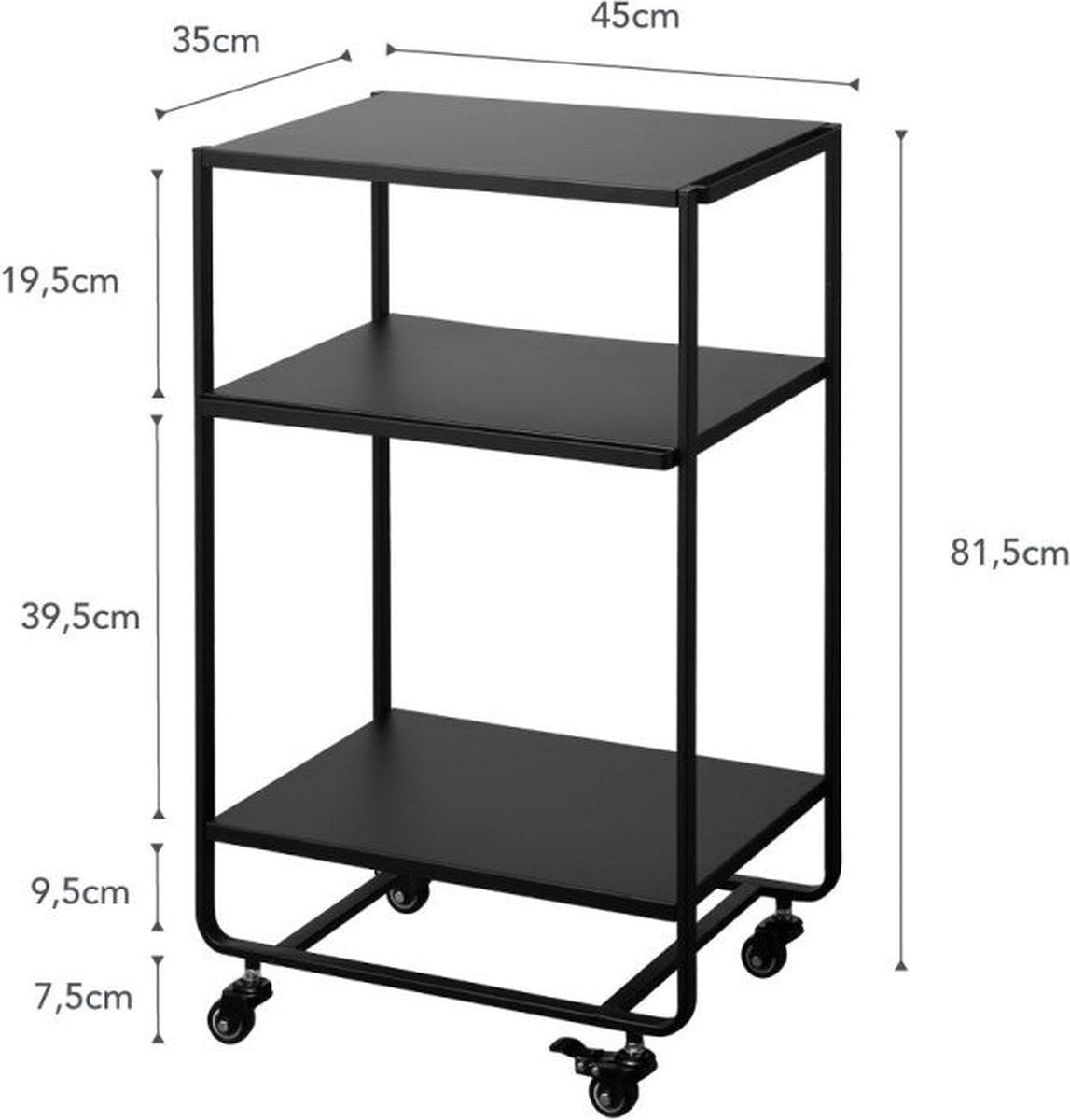 Carrello da cucina Yamazaki - 3 livelli - torre - nero