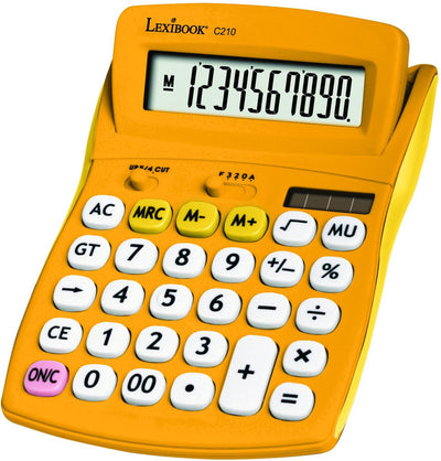 Lexibook 10-digit yellow pocket calculator with rubber finish